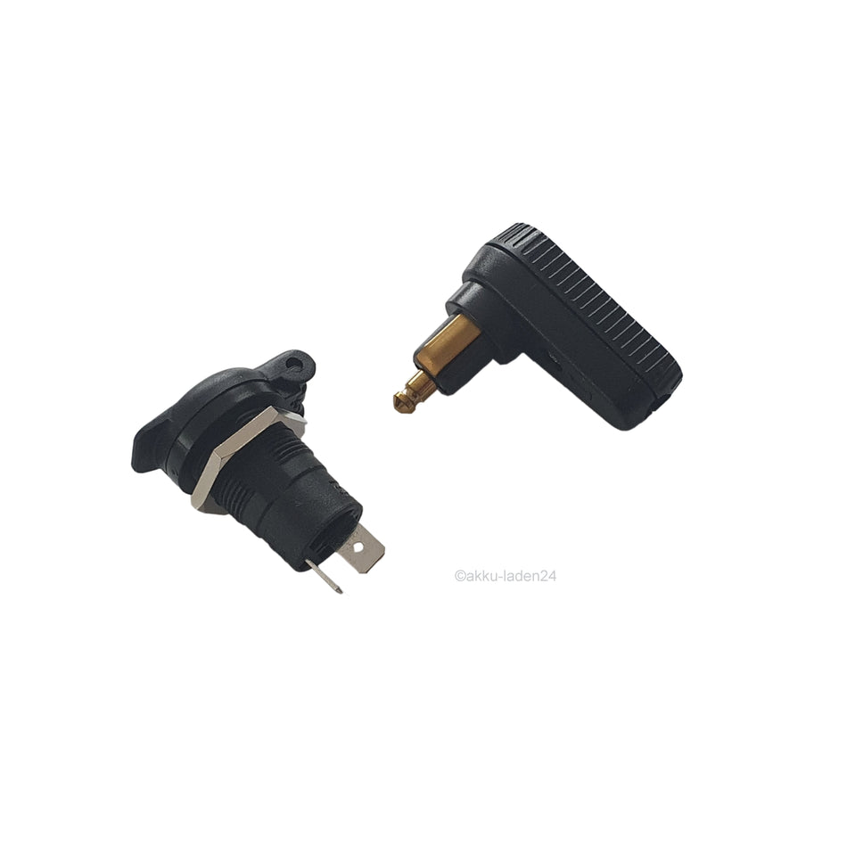 Set Bordsteckdose DIN 4165 + passenden flachen Winkelstecker mit Schraubkontakten