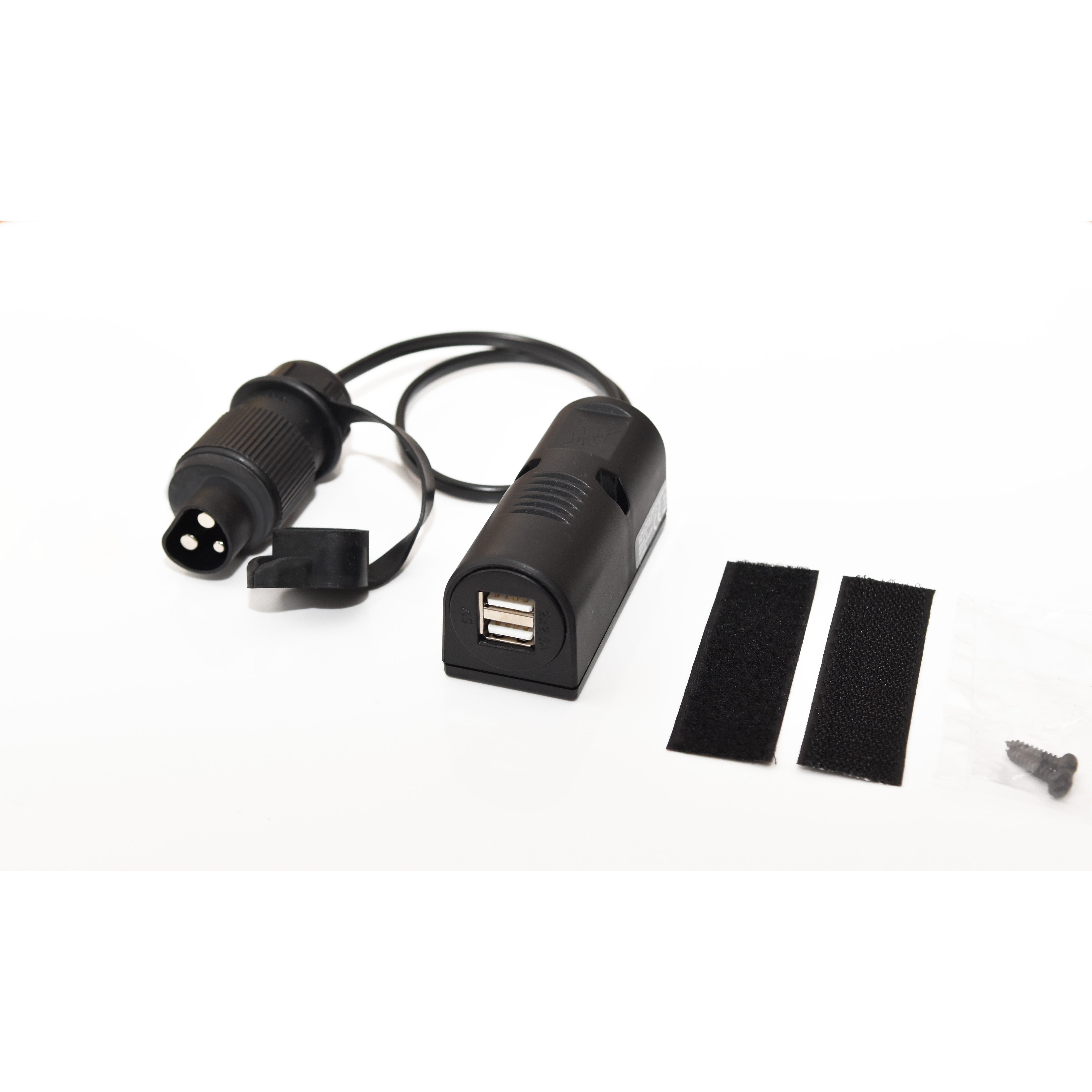 USB Ladekabel mit 3-Pol Traktor Stecker DIN 9680 auf Aufbaudose 2x USB-A