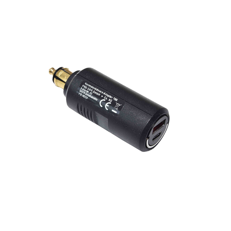 Adapter Motorrad Bordsteckdose auf Zigarettenanzünder mit Ladeeinsatz (2xUSB-A) Quick-Charge