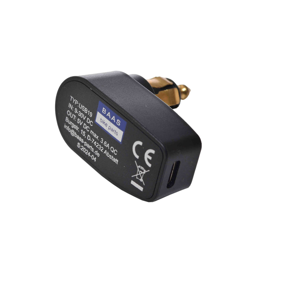 USB-C Winkel-Lader mit Bordstecker für BMW Triumph KTM Ducati Motorrad BAAS USB19