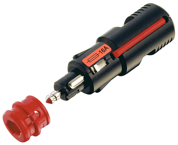 Universal-Stecker 2-polig / für Zigarettenanzünder / 12-24 Volt / max. 8A