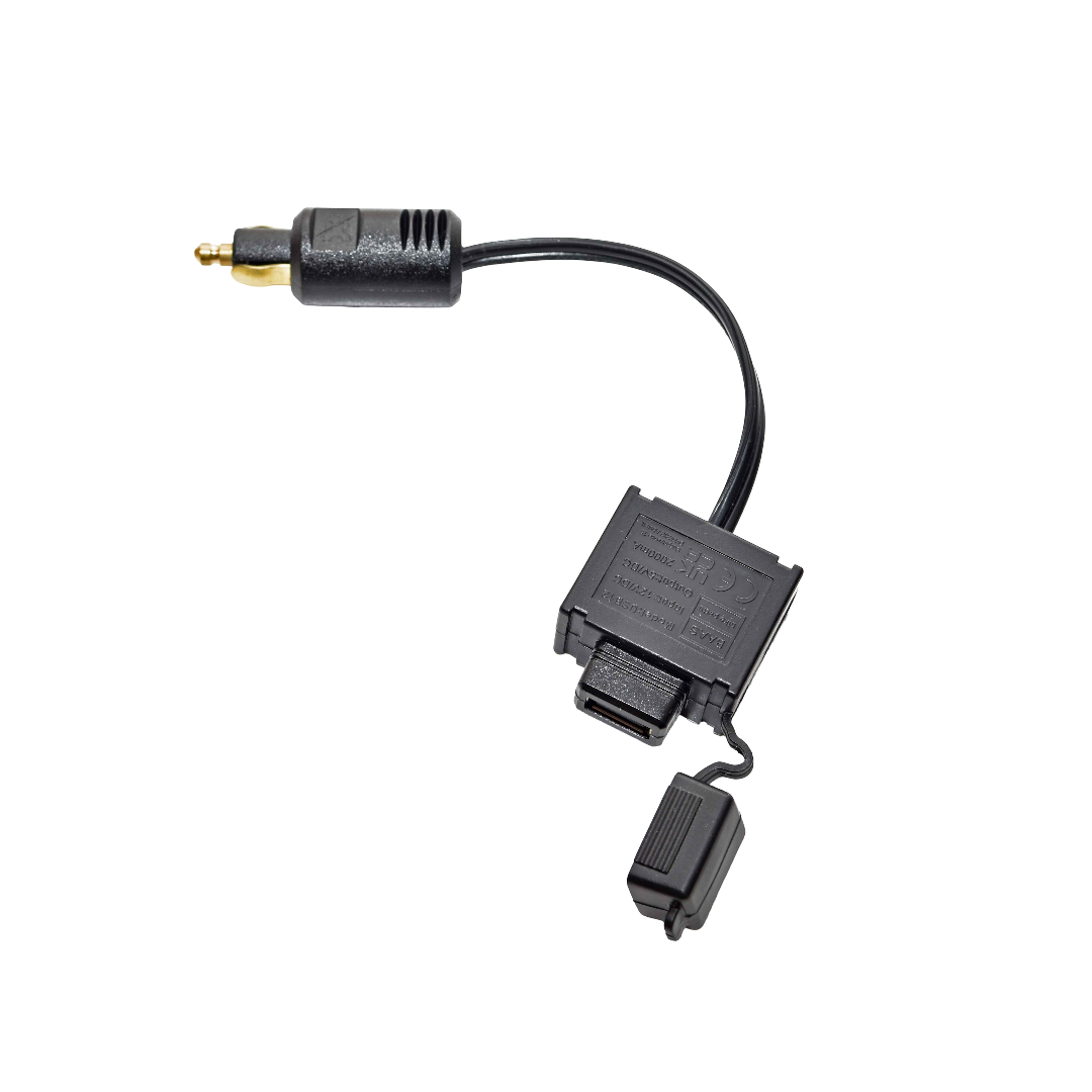 USB Motorrad Ladekabel spritzwassergeschützt 12V/5V 2A mit Bordstecker Oben
