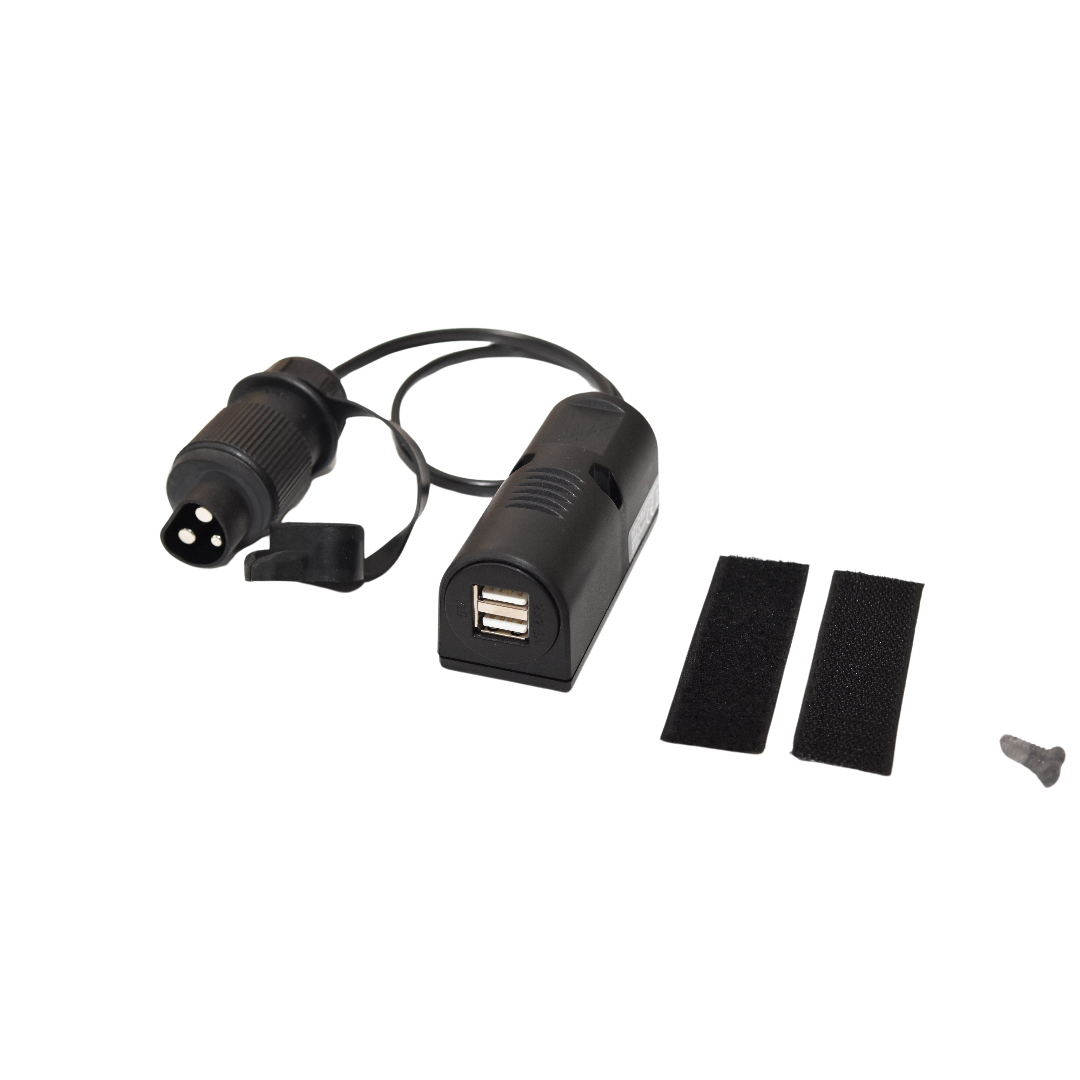 USB Ladekabel mit 3-Pol Traktor Stecker DIN 9680 auf Aufbaudose 2x USB-A