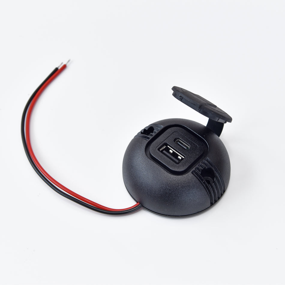 USB Aufbau Power Steckdose rund, USB-A/USB-C Ladegerät 12V-24V 3,6A